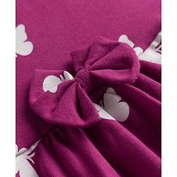 Babyhug Cotton Knit Frocks with Bloomer/Short, Butterfly Print, Round Neck Purple 0-0 Months