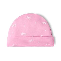 Babyhug 100% Cotton Interlock Knit Cap Mittens & Booties Bow Print - Diameter 10 cm