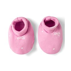 Babyhug 100% Cotton Interlock Knit Cap Mittens & Booties Bow Print - Diameter 10 cm