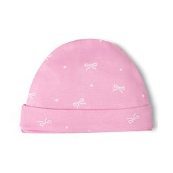Babyhug 100% Cotton Interlock Knit Cap Mittens & Booties Bow Print - Diameter 10 cm