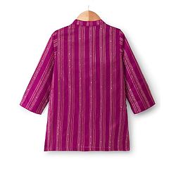 Babyhug Cotton Blend Woven Full Sleeves Foil Printed Dhoti Kurta Set - Wine