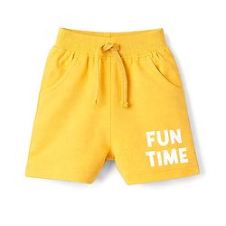 Babyhug Single Jersey Knit Half Sleeves Stripes T-Shirt & Shorts Set with Bunny & Duck Print - Yellow
