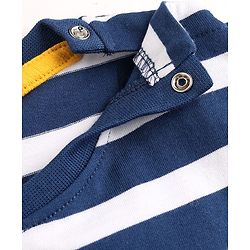 Babyhug Single Jersey Knit Half Sleeves Stripes T-Shirt & Shorts Set with Bunny & Duck Print - Yellow