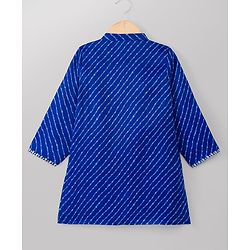 Babyhug 100% Cotton Woven Full Sleeves Cambric Leheriya Kurta & Dhoti Set - Blue