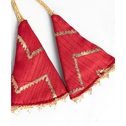 Babyhug Cotton Woven Sleeveless Printed Lehenga Choli Set With Dupatta & Lace Detailing - Maroon