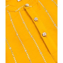 Babyhug Cotton Blend Woven Full Sleeves Kurta Pyjama Set With Sequin Detailing - Yellow