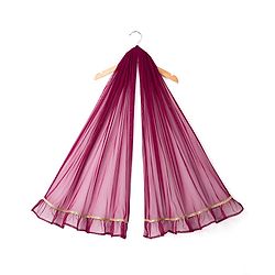 Babyhug Chiffon Woven Half Sleeves Choli Lehenga Set With Floral Embroidery & Dupatta - Maroon