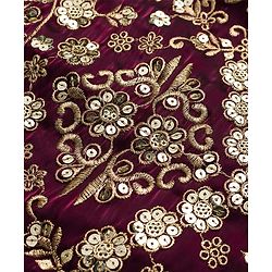 Babyhug Chiffon Woven Half Sleeves Choli Lehenga Set With Floral Embroidery & Dupatta - Maroon