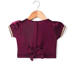 Babyhug Chiffon Woven Half Sleeves Choli Lehenga Set With Floral Embroidery & Dupatta - Maroon