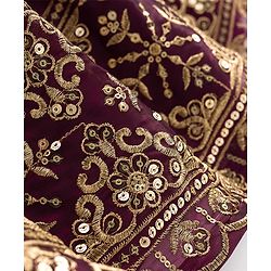 Babyhug Chiffon Woven Half Sleeves Choli Lehenga Set With Floral Embroidery & Dupatta - Maroon