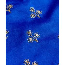 Babyhug Chanderi Woven Full Sleeves Kurta Pyjama Set with Floral Embroidery - Blue