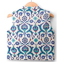 Babyhug Cotton Blend Woven Full Sleeves Kurta Pyjama Set With Floral Printed Nehru Jacket - Navy Blue