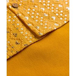 Babyhug Cotton Blend Woven Full Sleeves Kurta Pyjama Set With Sequinned & Embroidered Jacket - Yellow