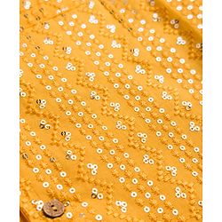 Babyhug Cotton Blend Woven Full Sleeves Kurta Pyjama Set With Sequinned & Embroidered Jacket - Yellow