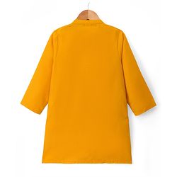 Babyhug Cotton Blend Woven Full Sleeves Kurta Pyjama Set With Sequinned & Embroidered Jacket - Yellow