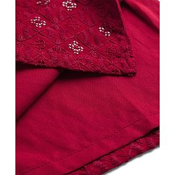 Babyhug Cotton Blend Woven Full Sleeves Kurta Pyjama Set With Sequin & Embroidery Detailing - Maroon