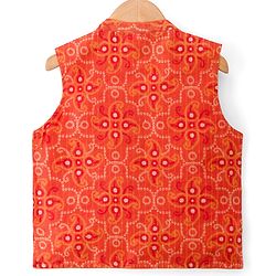 Babyhug Cotton Blend Woven Full Sleeves Kurta Pyjama Set With Sequinned & Printed Jacket - Mustard