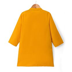 Babyhug Cotton Blend Woven Full Sleeves Kurta Pyjama Set With Sequinned & Printed Jacket - Mustard