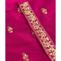 Babyhug Woven Full Sleeves Kurta Dhoti Set with Embroidery - Wine