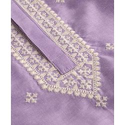 Babyhug Cotton Blend Woven Full Sleeves Floral Embroidered Kurta & Pyjama Set - Lavender