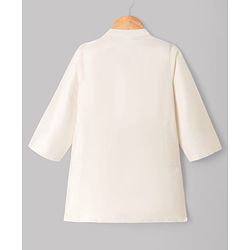 Babyhug Cotton Blend Woven Full Sleeves Solid Kurta Pyjama Set With Embroidered Jacket - Offwhite