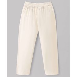 Babyhug Cotton Blend Woven Full Sleeves Solid Kurta Pyjama Set With Embroidered Jacket - Offwhite