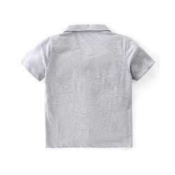 Babyhug Single Jersey Knit Half Sleeves Solid Shirt & Shorts Set With Bow Applique & Attached Suspender - Grey & Yellow