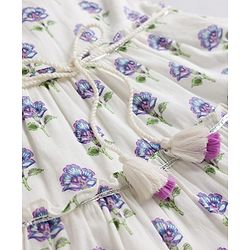 Babyhug Cambric Woven Sleeveless Ethnic Dress With Floral Print - White