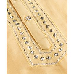 Babyhug Cotton Blend Woven Full Sleeves Embroidered Kurta Pyjama Set - Light Yellow