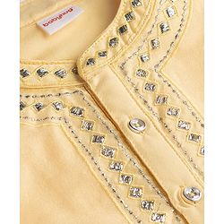 Babyhug Cotton Blend Woven Full Sleeves Embroidered Kurta Pyjama Set - Light Yellow