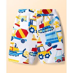 Babyhug Single Jersey Knit Half Sleeves T-Shirt & Shorts Set With Vehicles Print - Red