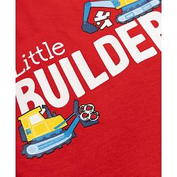 Babyhug Single Jersey Knit Half Sleeves T-Shirt & Shorts Set With Vehicles Print - Red