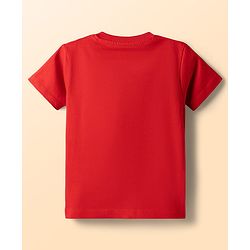 Babyhug Single Jersey Knit Half Sleeves T-Shirt & Shorts Set With Vehicles Print - Red
