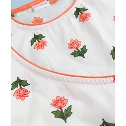 Babyhug Cambric Woven Full Sleeves Floral Printed Kurta Dhoti Set - White