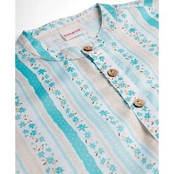 Babyhug Cambric Woven Full Sleeves Kurta Pyjama Set With Floral Print - Light Green