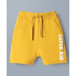 Babyhug Single Jersey Knit Half Sleeves T-Shirt & Shorts Set with Excavator Print - Yellow & White