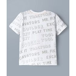 Babyhug Single Jersey Knit Half Sleeves T-Shirt & Shorts Set with Excavator Print - Yellow & White