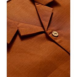 Babyhug Woven Half Sleeves Embroidered Ethnic Shirt - Brown