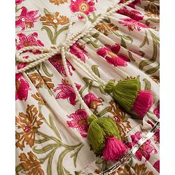 Babyhug Cambric Woven Sleeveless Ethnic Dress With Floral Print - White