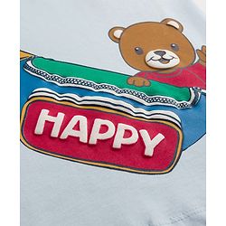 Babyhug 100% Cotton Single Jersey Knit Half Sleeves T-Shirt & Shorts Set With Bear & Bag Print - Blue
