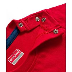 Babyhug 100% Cotton Knit Half Sleeves Bear Printed T-Shirt & Shorts Set - Red & Navy Blue