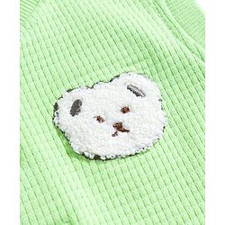 Babyhug Waffle Knit Sleeveless T-Shirt & Shorts Set With Animal Patch - Green