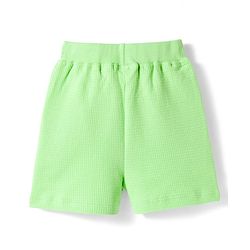 Babyhug Waffle Knit Sleeveless T-Shirt & Shorts Set With Animal Patch - Green