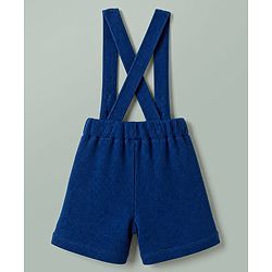Babyhug Single Jersey Knit Half Sleeves Shirt & Shorts Set With Animal Print & Bow Applique - White & Navy Blue