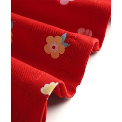 Babyhug 100% Cotton Interlock Knit Half Sleeves Floral Printed Frock With Bloomer - Red