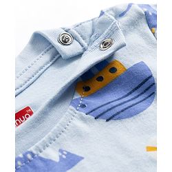 Babyhug Cotton Knit Full Sleeves T-Shirt & Pyjama Co-ord Night Suit with Nautical Print - Blue