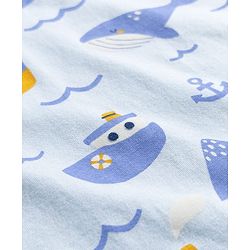 Babyhug Cotton Knit Full Sleeves T-Shirt & Pyjama Co-ord Night Suit with Nautical Print - Blue