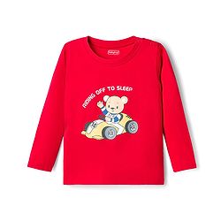 Babyhug 100% Cotton Knit Full Sleeves T-Shirt & Pyjama Night Suit With Teddy Bear Print - Red