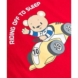 Babyhug 100% Cotton Knit Full Sleeves T-Shirt & Pyjama Night Suit With Teddy Bear Print - Red