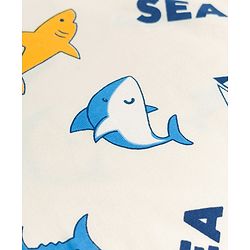Babyhug Cotton Knit Full Sleeves T-Shirt & Pyjama Co-ord Night Suit With Shark Print - Light Grey